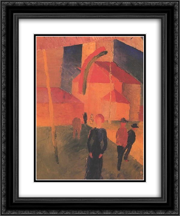 Church Decorated with Flags 20x24 Black Ornate Wood Framed Art Print Poster with Double Matting by Macke, August