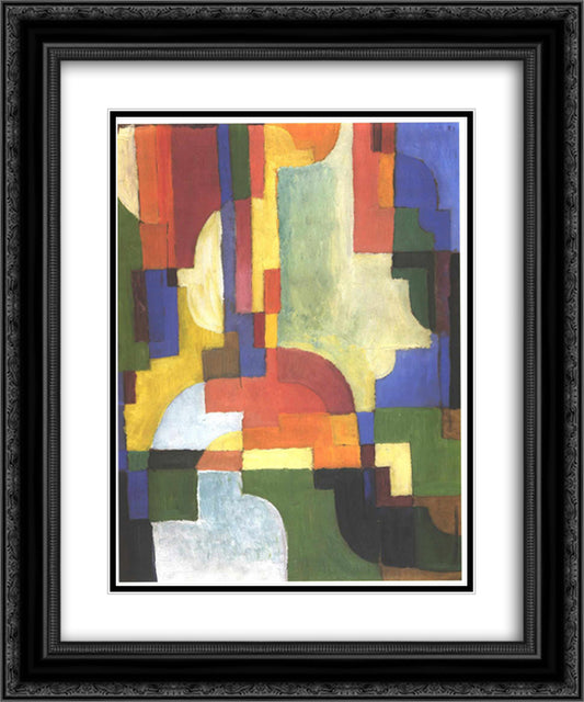 Colourfull shapes 20x24 Black Ornate Wood Framed Art Print Poster with Double Matting by Macke, August