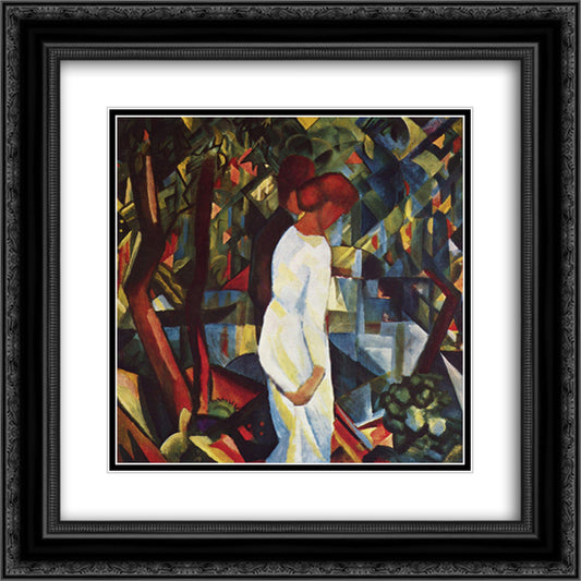 Couple in the woods 20x20 Black Ornate Wood Framed Art Print Poster with Double Matting by Macke, August