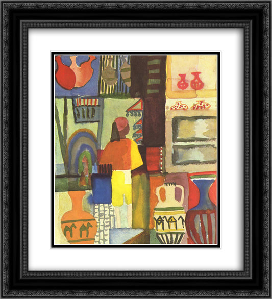 Dealer with jugs 20x22 Black Ornate Wood Framed Art Print Poster with Double Matting by Macke, August