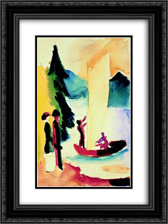 Gelbes Segel 18x24 Black Ornate Wood Framed Art Print Poster with Double Matting by Macke, August