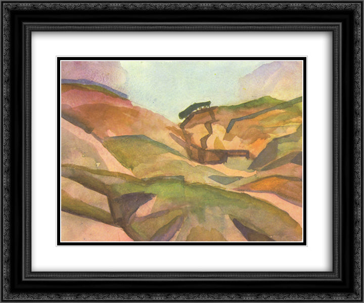 Gorge 24x20 Black Ornate Wood Framed Art Print Poster with Double Matting by Macke, August