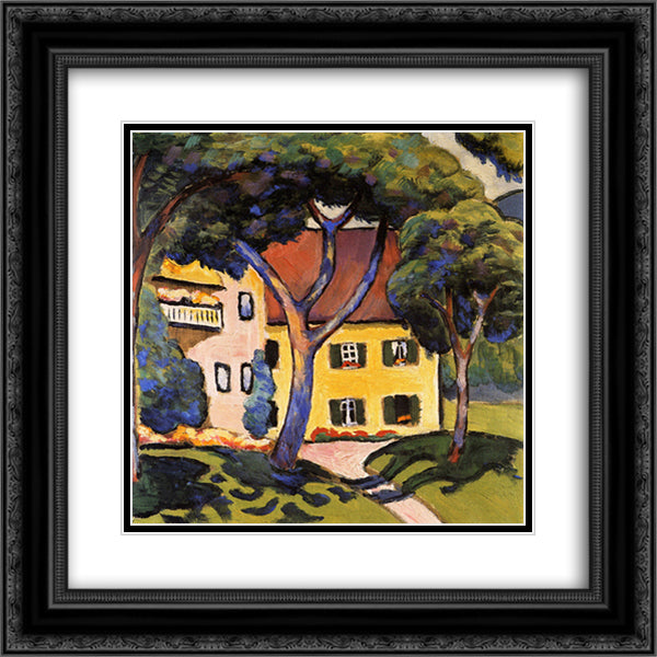 House in a Landscape 20x20 Black Ornate Wood Framed Art Print Poster with Double Matting by Macke, August