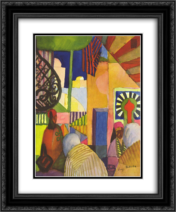 In the bazaar 20x24 Black Ornate Wood Framed Art Print Poster with Double Matting by Macke, August