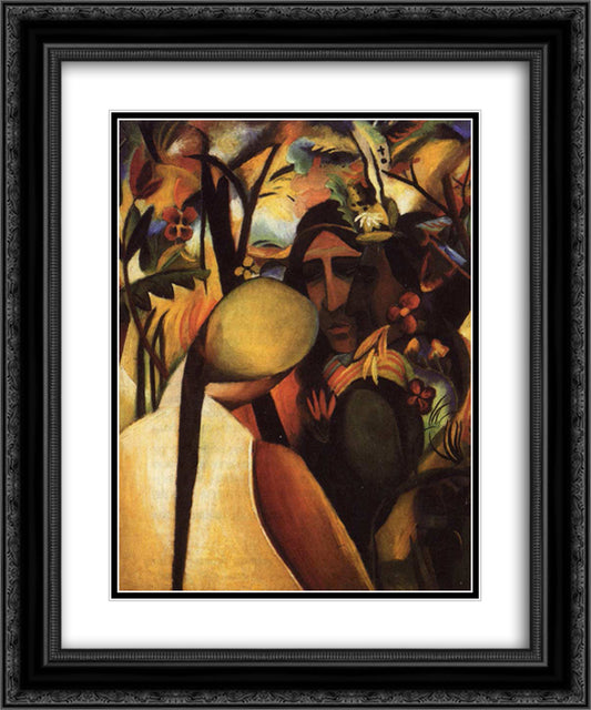 Indianer 20x24 Black Ornate Wood Framed Art Print Poster with Double Matting by Macke, August