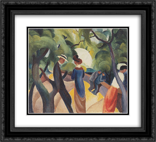 Promenade 22x20 Black Ornate Wood Framed Art Print Poster with Double Matting by Macke, August