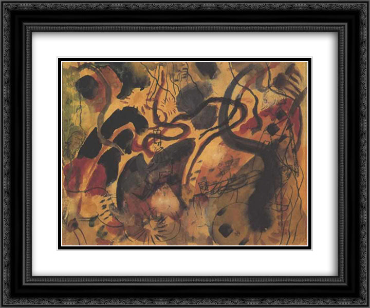 Satire to the Blue Rider 24x20 Black Ornate Wood Framed Art Print Poster with Double Matting by Macke, August