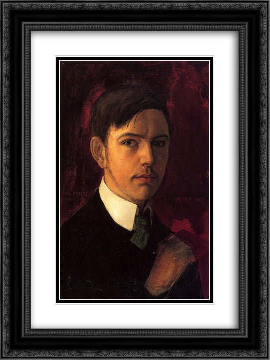 Self-portrait 18x24 Black Ornate Wood Framed Art Print Poster with Double Matting by Macke, August