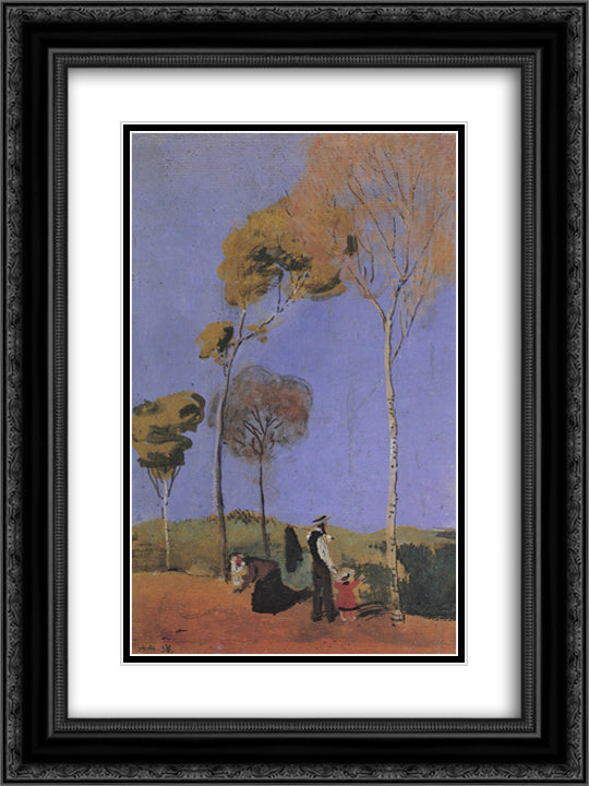 Stroller 18x24 Black Ornate Wood Framed Art Print Poster with Double Matting by Macke, August