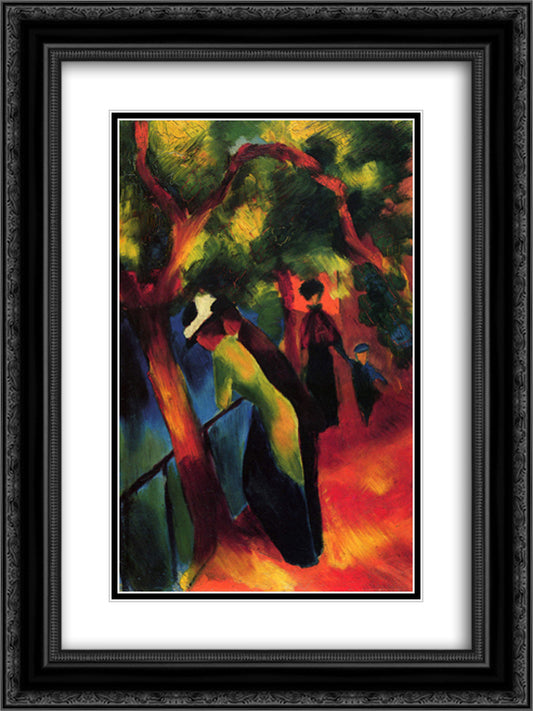 Sunny way 18x24 Black Ornate Wood Framed Art Print Poster with Double Matting by Macke, August