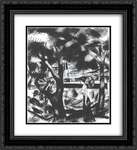 The way on the water 20x22 Black Ornate Wood Framed Art Print Poster with Double Matting by Macke, August