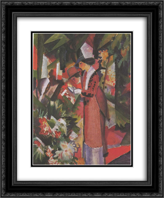 Walk in flowers 20x24 Black Ornate Wood Framed Art Print Poster with Double Matting by Macke, August