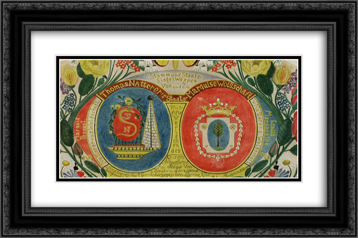 Wappen 24x16 Black Ornate Wood Framed Art Print Poster with Double Matting by Natterer, August