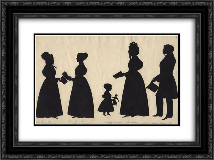 Jane Anderson; Esther Ainslie; Helena Anderson; Mrs Arkley; Charles Atherton 24x18 Black Ornate Wood Framed Art Print Poster with Double Matting by Edouart, Auguste