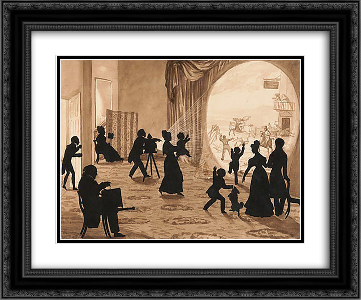 The Magic Lantern 24x20 Black Ornate Wood Framed Art Print Poster with Double Matting by Edouart, Auguste