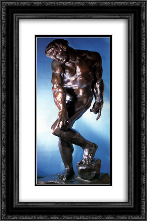 Adam 16x24 Black Ornate Wood Framed Art Print Poster with Double Matting by Rodin, Auguste