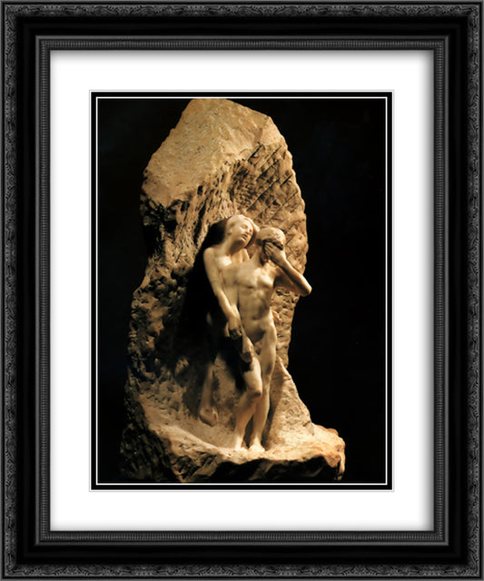 Adam and Eve expelled from Paradise 20x24 Black Ornate Wood Framed Art Print Poster with Double Matting by Rodin, Auguste