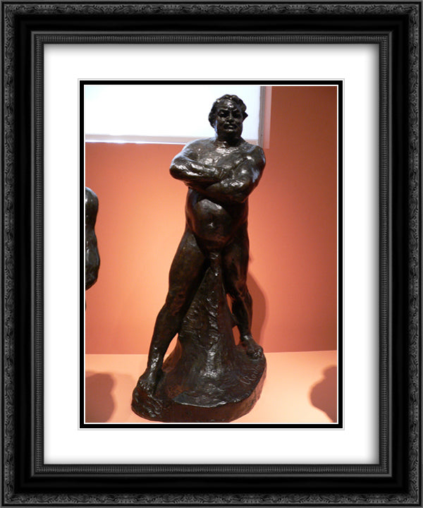 Balzac Nude with his Arms Crossed 20x24 Black Ornate Wood Framed Art Print Poster with Double Matting by Rodin, Auguste