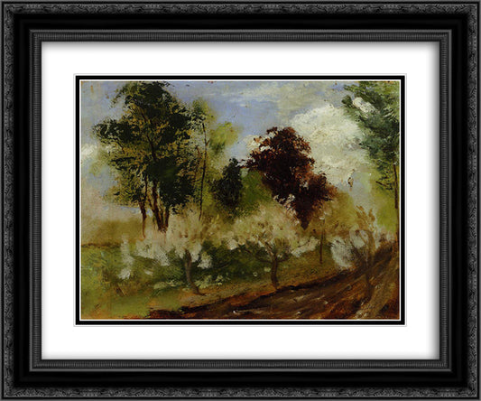 Belgian Landscape 24x20 Black Ornate Wood Framed Art Print Poster with Double Matting by Rodin, Auguste