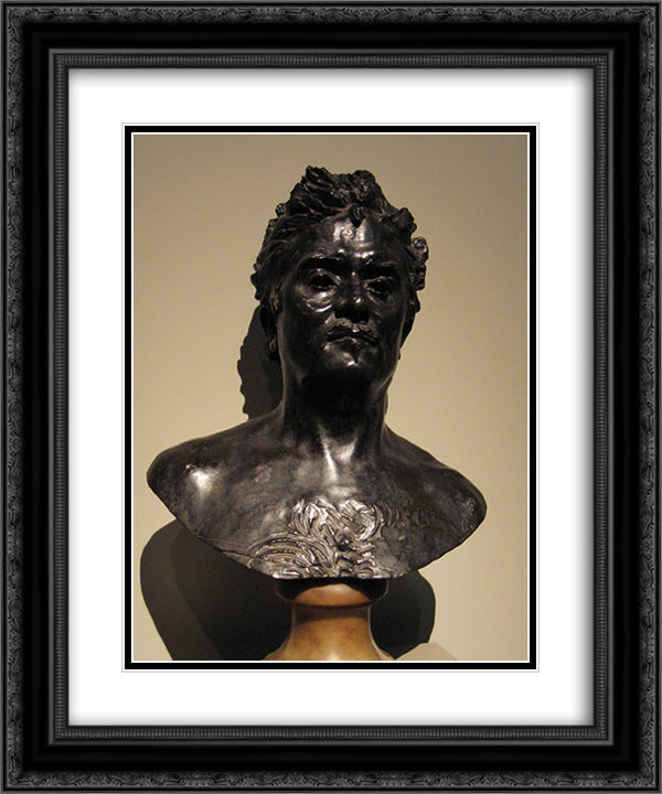 Bust of Honore de Balzac 20x24 Black Ornate Wood Framed Art Print Poster with Double Matting by Rodin, Auguste