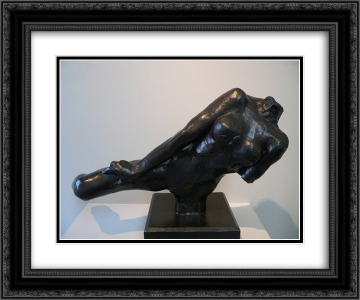 Flying Figure 24x20 Black Ornate Wood Framed Art Print Poster with Double Matting by Rodin, Auguste