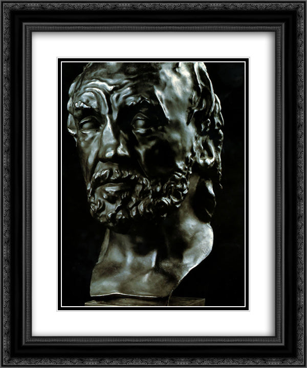 Man with a Broken Nose 20x24 Black Ornate Wood Framed Art Print Poster with Double Matting by Rodin, Auguste