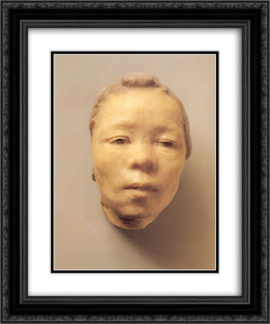 Mask of Hanako, the Japanese Actress 20x24 Black Ornate Wood Framed Art Print Poster with Double Matting by Rodin, Auguste