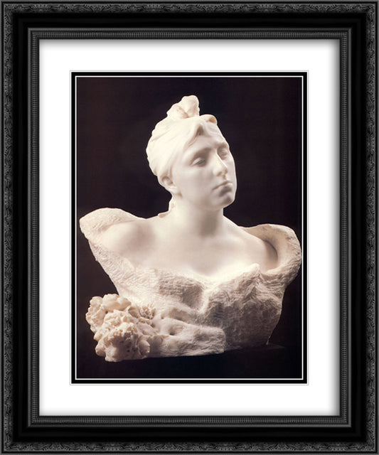 Mme Vicuna 20x24 Black Ornate Wood Framed Art Print Poster with Double Matting by Rodin, Auguste