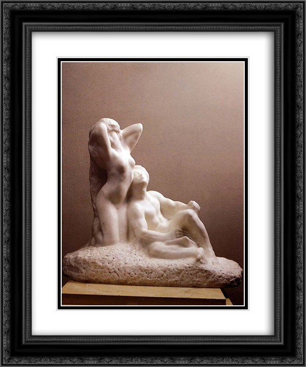 Poet And Muse 20x24 Black Ornate Wood Framed Art Print Poster with Double Matting by Rodin, Auguste