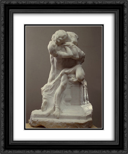 Romeo and Juliet 20x24 Black Ornate Wood Framed Art Print Poster with Double Matting by Rodin, Auguste