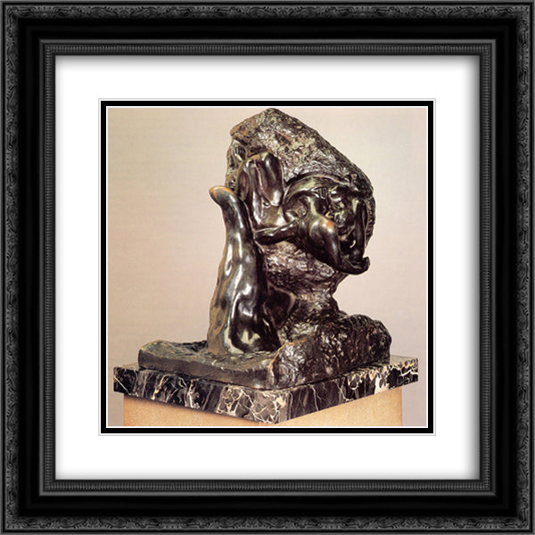 The Hand of God 20x20 Black Ornate Wood Framed Art Print Poster with Double Matting by Rodin, Auguste