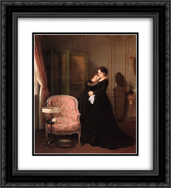 Consolation 20x22 Black Ornate Wood Framed Art Print Poster with Double Matting by Toulmouche, Auguste