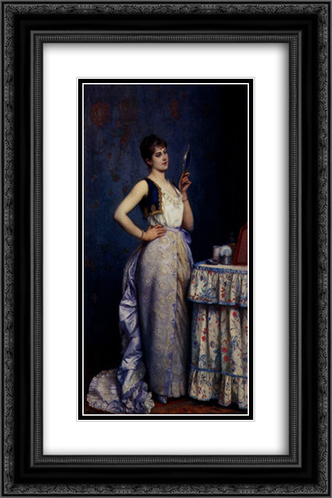 Preparing For The Ball 16x24 Black Ornate Wood Framed Art Print Poster with Double Matting by Toulmouche, Auguste