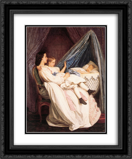 The New Arrival 20x24 Black Ornate Wood Framed Art Print Poster with Double Matting by Toulmouche, Auguste