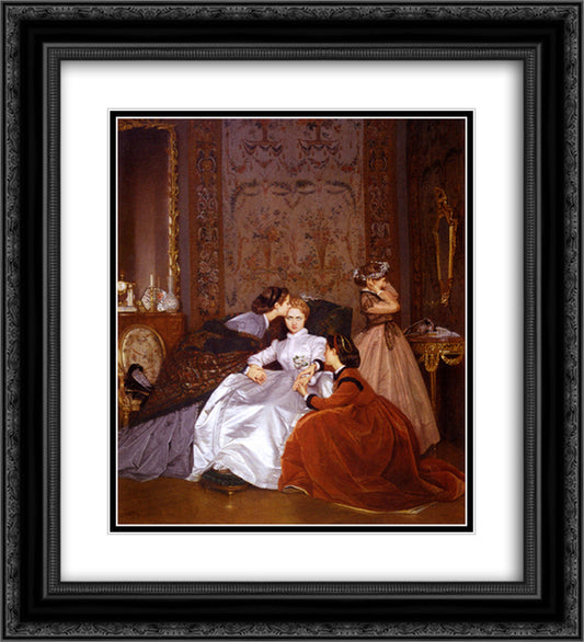 The Reluctant Bride 20x22 Black Ornate Wood Framed Art Print Poster with Double Matting by Toulmouche, Auguste