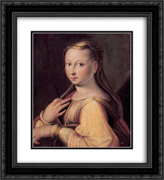 Saint Catherine of Alexandria (presumed self-portrait) 20x22 Black Ornate Wood Framed Art Print Poster with Double Matting by Longhi, Barbara