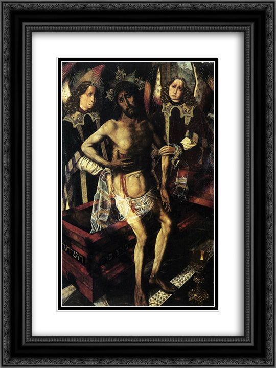 Christ at the Tomb Supported by Two Angels 18x24 Black Ornate Wood Framed Art Print Poster with Double Matting by Bermejo, Bartolome