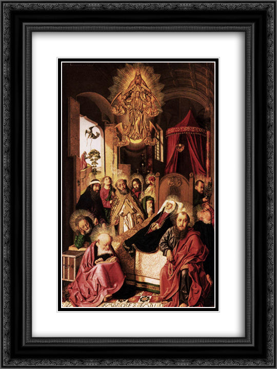 Death of the Virgin 18x24 Black Ornate Wood Framed Art Print Poster with Double Matting by Bermejo, Bartolome