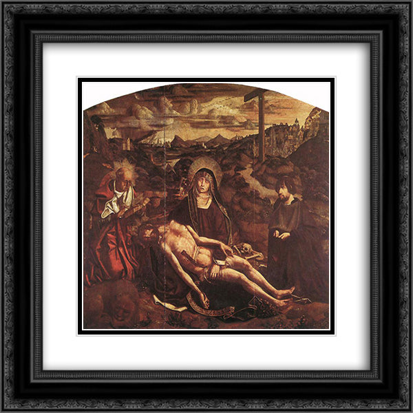 Pieta of Canon Luis Despla 20x20 Black Ornate Wood Framed Art Print Poster with Double Matting by Bermejo, Bartolome