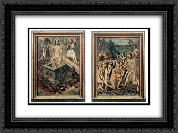 Resurrection and Descent of Christ to Limbo 24x18 Black Ornate Wood Framed Art Print Poster with Double Matting by Bermejo, Bartolome
