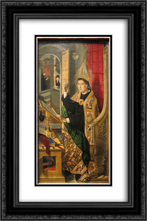 Saint Augustine 16x24 Black Ornate Wood Framed Art Print Poster with Double Matting by Bermejo, Bartolome