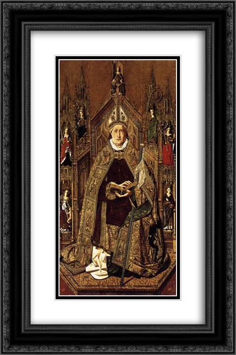 St Dominic Enthroned in Glory 16x24 Black Ornate Wood Framed Art Print Poster with Double Matting by Bermejo, Bartolome