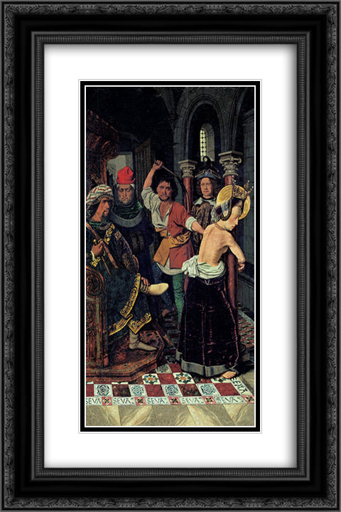 The Flagellation of St Engracia 16x24 Black Ornate Wood Framed Art Print Poster with Double Matting by Bermejo, Bartolome