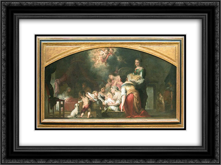 Birth of the Virgin 24x18 Black Ornate Wood Framed Art Print Poster with Double Matting by Murillo, Bartolome Esteban