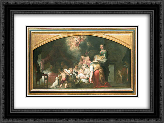 Birth of the Virgin 24x18 Black Ornate Wood Framed Art Print Poster with Double Matting by Murillo, Bartolome Esteban