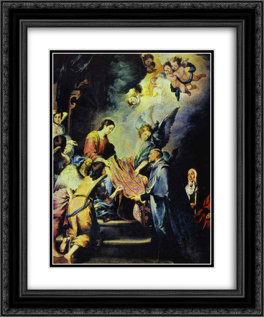 Chasuble of St. Ildefonso 20x24 Black Ornate Wood Framed Art Print Poster with Double Matting by Murillo, Bartolome Esteban