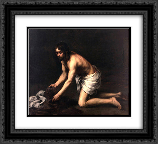 Christ after the Flagellation 22x20 Black Ornate Wood Framed Art Print Poster with Double Matting by Murillo, Bartolome Esteban