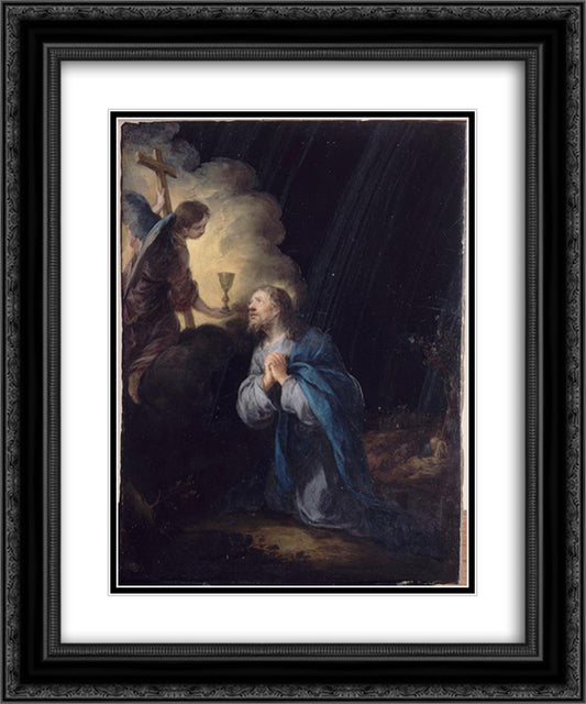 Christ In The Garden Of Olives 20x24 Black Ornate Wood Framed Art Print Poster with Double Matting by Murillo, Bartolome Esteban