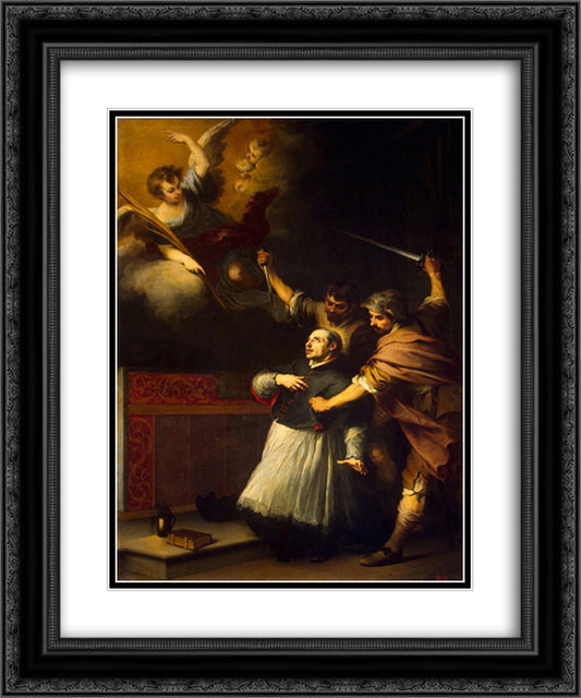 Death of the Inquisitor Pedro de Arbues 20x24 Black Ornate Wood Framed Art Print Poster with Double Matting by Murillo, Bartolome Esteban