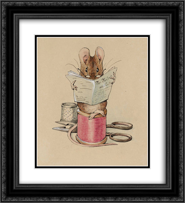 Frontispiece. The Tailor Mouse 20x22 Black Ornate Wood Framed Art Print Poster with Double Matting by Potter, Beatrix